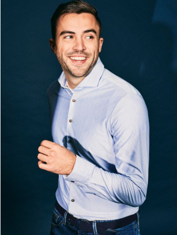 Suitable Herringbone Overhemd Lichtblauw