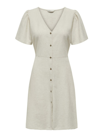 Regular Fit V-Neck Short Sleeves (S/S) Regular fit jurk met cutline in de taille en volume mouwen