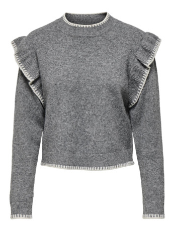 Loose Fit High Neck Long Sleeves (L/S) Trendy KNIT met Volume Sleeves en Ruches