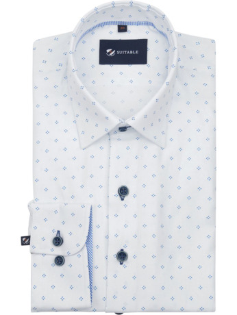 Suitable Overhemd Oxford Print Wit