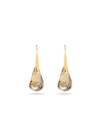 Energic Pierced Earrings Drop OU Gold shiny Crystal Golden Shadow