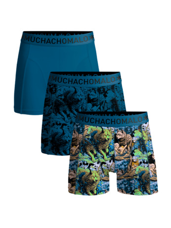 Heren 3-Pack Boxershort Print/Print/Effen Print/Print/Blue