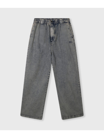 10DAYS Dames wijde vloeiende geweven broek denim katoen lyocell