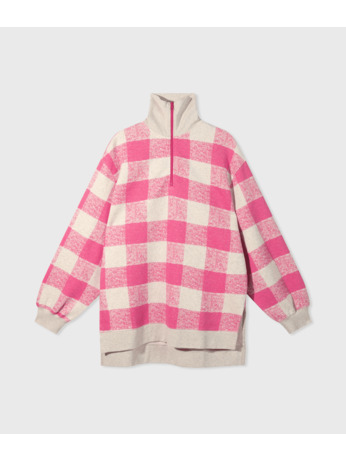 10DAYS Dames hoge hals rits trui geruit katoen