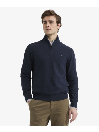 Structured Zip Mock Sweater 100% Cotton Heren
