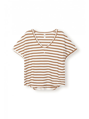 10DAYS Dames V-hals T-shirt Gestreept 100% Biologisch Katoen