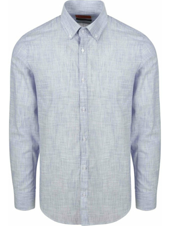 Suitable Overhemd Cotton Slub Streep Blauw