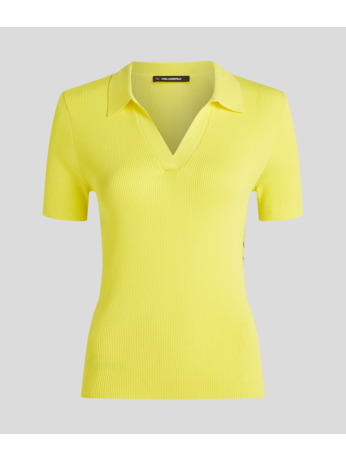 RIB LOGO POLO SWEATER
