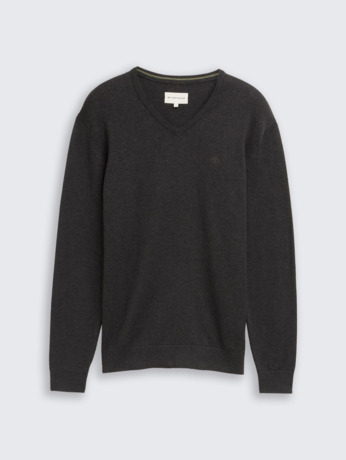 Gebereide trui met V-hals