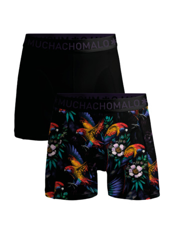 Heren 2-pack Boxershorts print/effen Print/Black