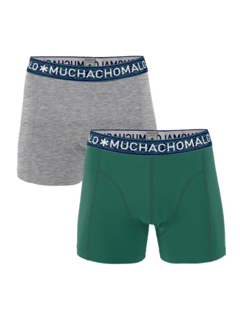 Heren 2-Pack Korte Effen/Effen Darkgreen/Greymelange