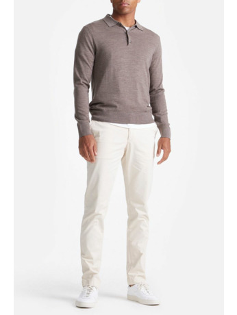 King Essentials The Robert Long Sleeve Poloshirt Merino Bruin
