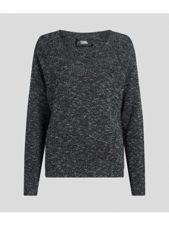 MOULINE EFFECT V NECK SWEATER