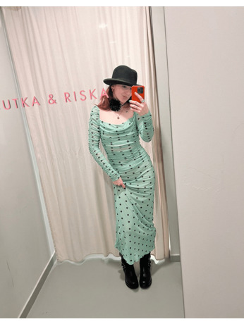 Polkadot ruched long dress