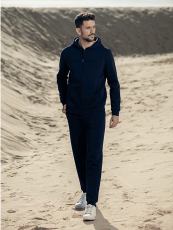 Heren Borduurwerk Rits Vest Marineblauw Navy