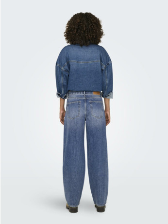 Balloon Fit Riemlussen Hoge Taille Straight Fit Jeans
