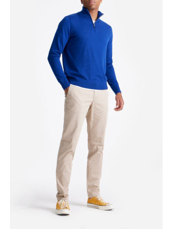 King Essentials The Michael Half Zip Pull Merino Royal Blauw