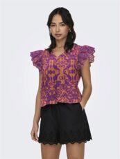 ONLLOU EMB S/S FRILL TOP PTM