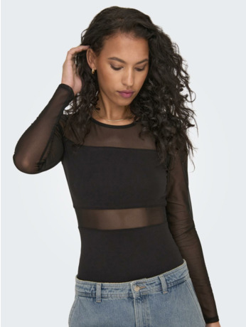 O-Neck Long Sleeves (L/S) Vrouwelijke top rompertje met lange mouwen en knoopsluiting