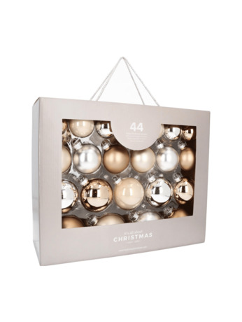 44 mix & match kerstballen 'Cosy mix' in koffer