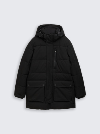 Puffer parka met afneembare capuchon