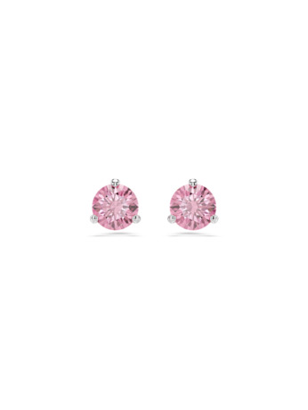 Solitaire Pierced Earrings Stud OU Rhodium shiny Fancy Morganite