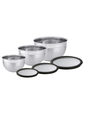 Schüssel-Set 6-tlg. mit Frischhaltedeckeln aus Glas (Ø 8, 12, 16 cm)