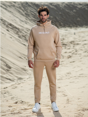 Heren Print Hoodie Zand Sand