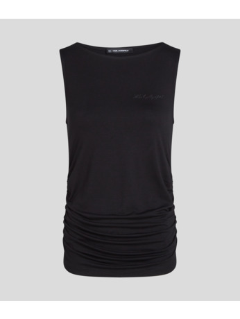 BOAT NECK RUCHED DETAIL TOP