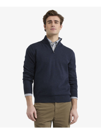 Zip Mock Sweater 100% Cotton Heren