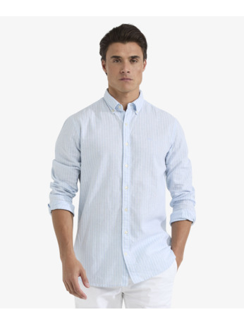 Cotton Linen Stripe Shirt Heren