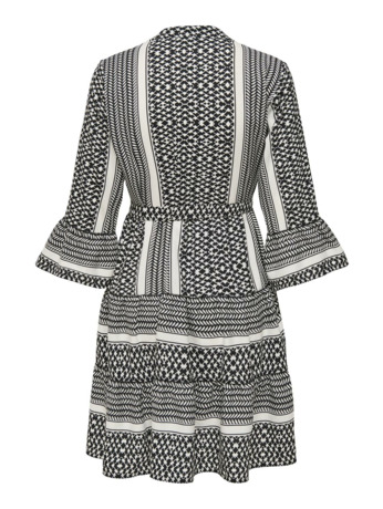 Regular Fit V-Neck 3/4 Sleeves (3/4) Korte jurk met V-hals en strikceintuur