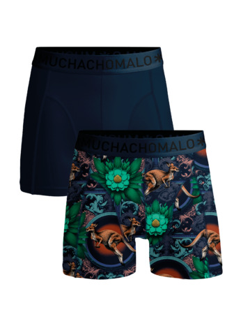 Heren 2-pack Boxershorts print/effen Print/Blue