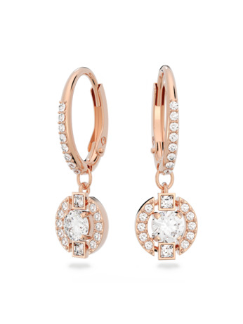 Una Sparkling Dc Pierced Earrings Drop MFO Rose Gold shiny White Crystal