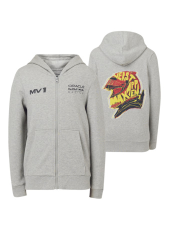 Red Bull Racing Hoodie Grijs Max Helmet - Kids - Max Verstappen