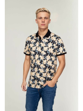 Suitable Polo Bloemen Donkerblauw Navy