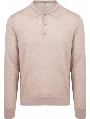 King Essentials The Robert Long Sleeve Poloshirt Merino Beige
