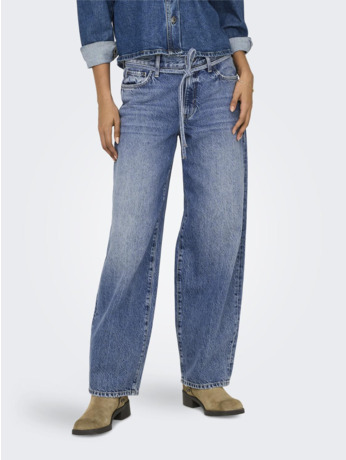 Balloon Fit Riemlussen Hoge Taille Straight Fit Jeans