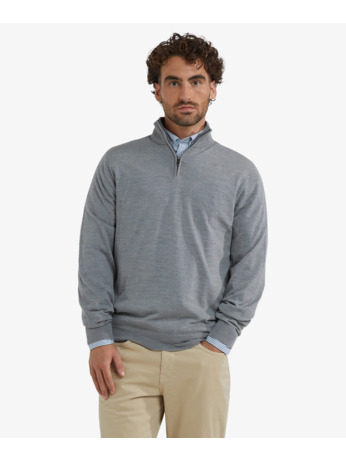 Fine Merino Zip Mock Sweater 100% Extra Fine Merinowol Heren