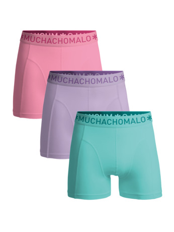 Heren 3-Pack Boxershorts Effen Blue/Purple/Pink