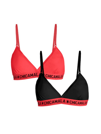 Meisjes 2-pack driehoek Effen Red/Black