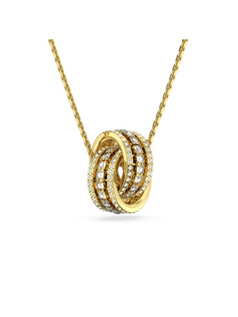 Hyperbola Spin Necklace Gold shiny White Crystal