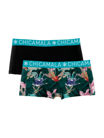 Dames 2-pack Boxershorts Print + Effen Print/Black