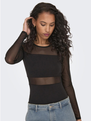 O-Neck Long Sleeves (L/S) Vrouwelijke top rompertje met lange mouwen en knoopsluiting