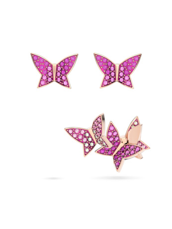 Idyllia Lilia Pierced Earrings Stud Rose Gold shiny Multi Light