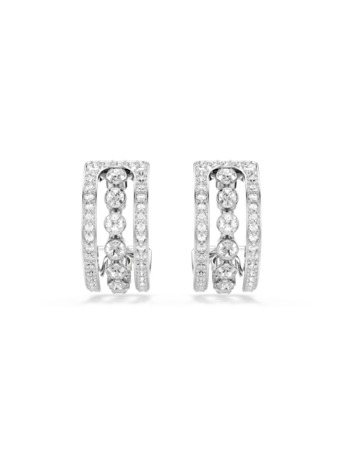 Hyperbola Spin Pierced Earrings Hoop Rhodium shiny White Crystal