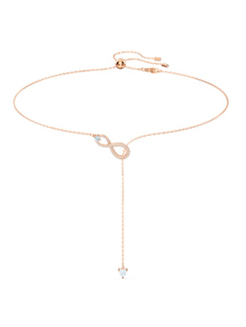 Hyperbola Infinity Necklace Rose Gold shiny Crystal White