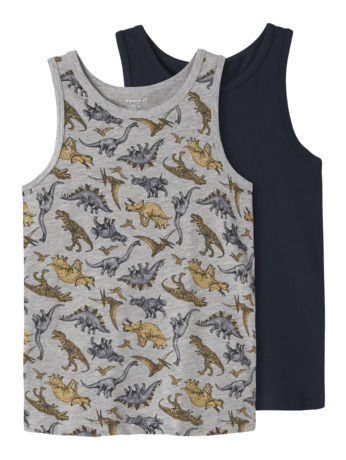 NKMPTANK TOP 2P GRIJS MELANGE DINO INJ Jongens