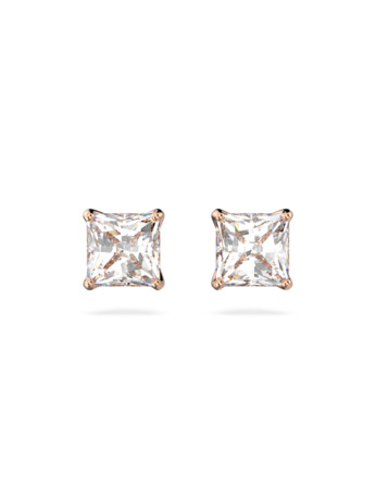 Stilla Square Attract Pierced Earrings Square Rose Gold shiny White