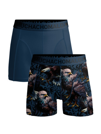Heren 2-pack Boxershorts print/effen Print/Blue